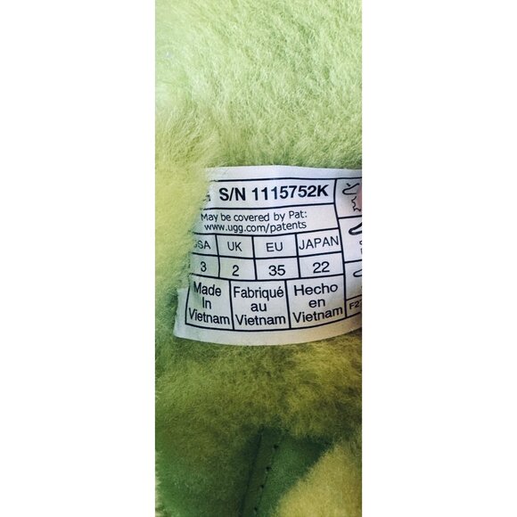 UGG OH YEAH SLIDE Wool Slipper Sandal Neon Yellow KIDS  US Size 3 - Picture 8 of 9